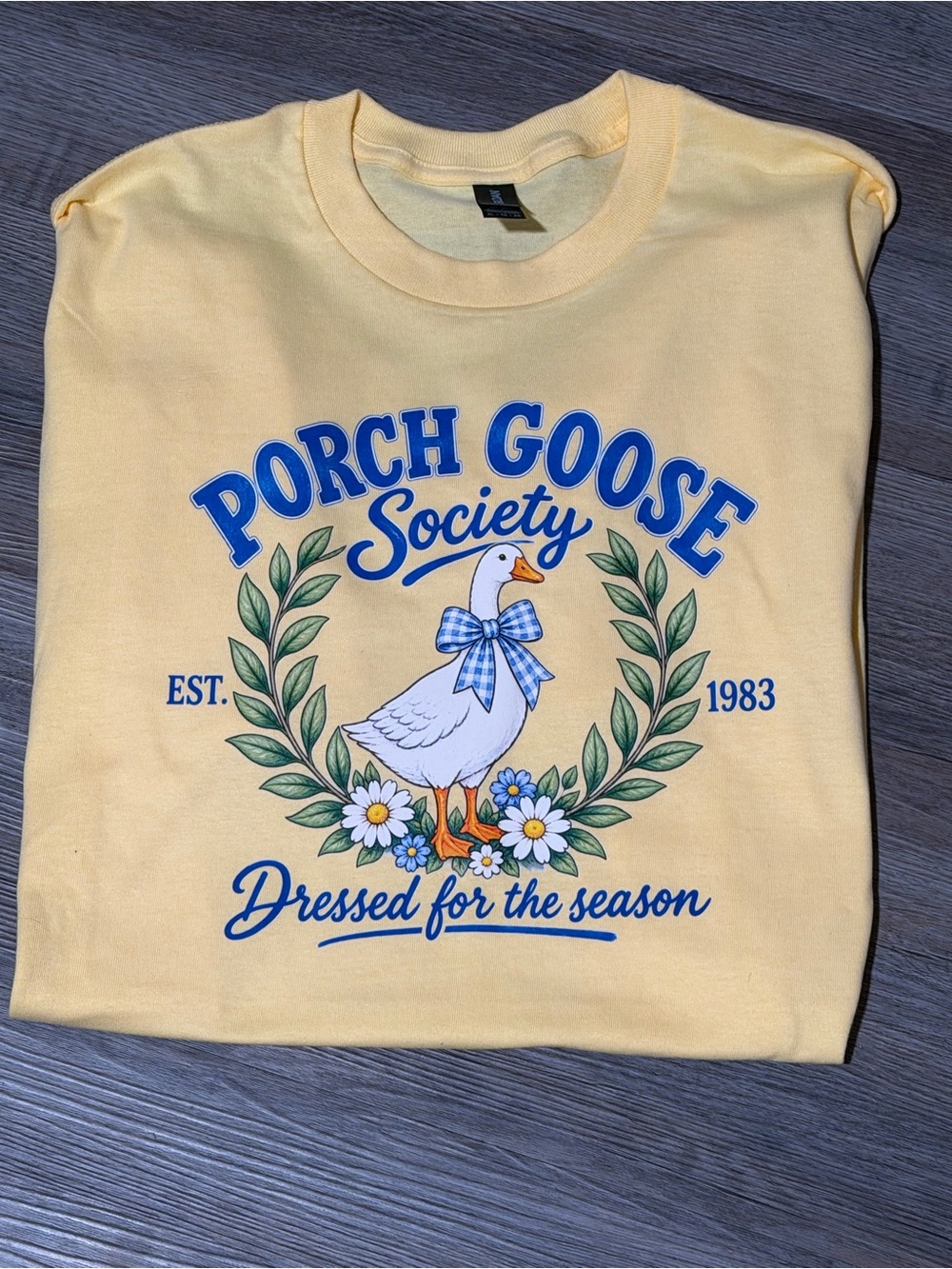 Gildan Yellow Porch Goose Society Graphic Tee